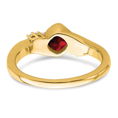 Solid 14k Yellow Gold Simulated Garnet and CZ Ring
