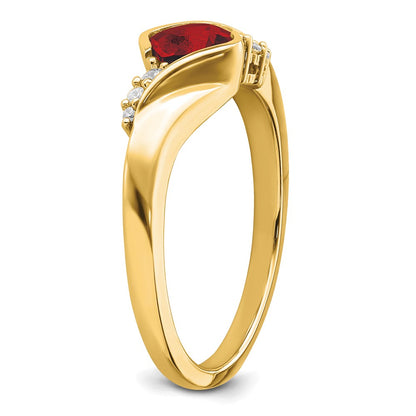 Solid 14k Yellow Gold Simulated Garnet and CZ Ring