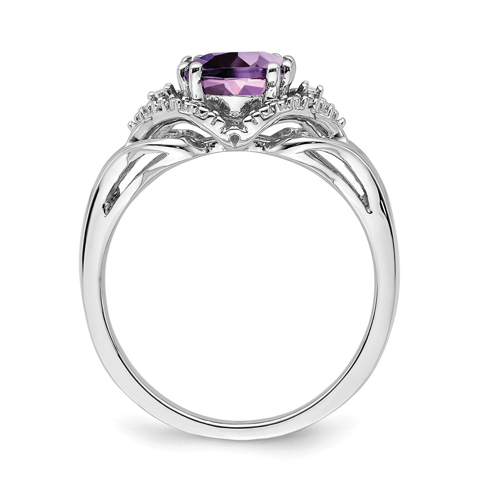 14k white gold amethyst and real diamond ring rm7157 am 003 wa
