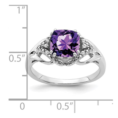 14k white gold amethyst and real diamond ring rm7157 am 003 wa