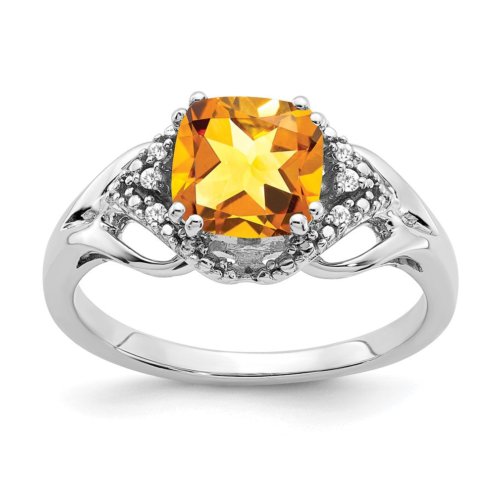 14k white gold citrine and real diamond ring rm7157 ci 003 wa