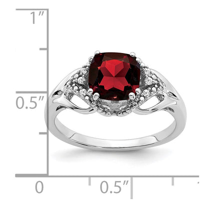 14k white gold garnet and real diamond ring rm7157 ga 003 wa