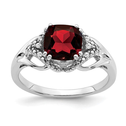14k white gold garnet and real diamond ring rm7157 ga 003 wa