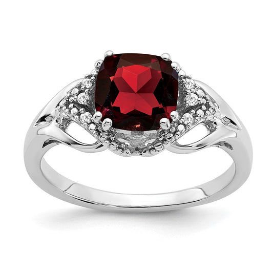 14k white gold garnet and real diamond ring rm7157 ga 003 wa