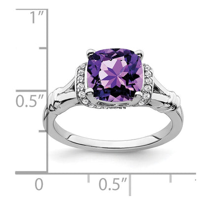 14k white gold amethyst and real diamond ring rm7158 am 013 wa