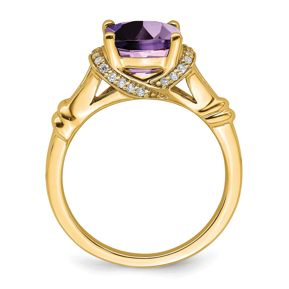 14k yellow gold amethyst and real diamond ring rm7158 am 013 ya