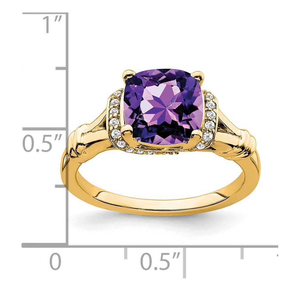 14k yellow gold amethyst and real diamond ring rm7158 am 013 ya