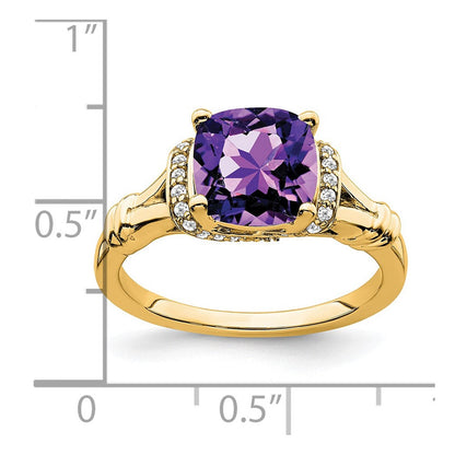 14k yellow gold amethyst and real diamond ring rm7158 am 013 ya
