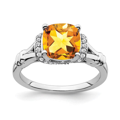 14k white gold citrine and real diamond ring rm7158 ci 013 wa