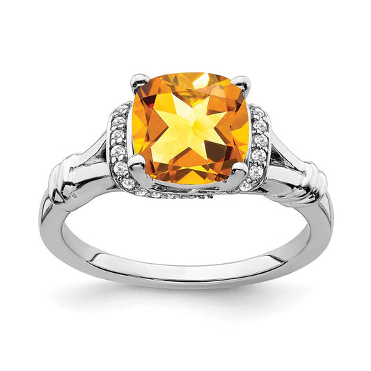 14k white gold citrine and real diamond ring rm7158 ci 013 wa