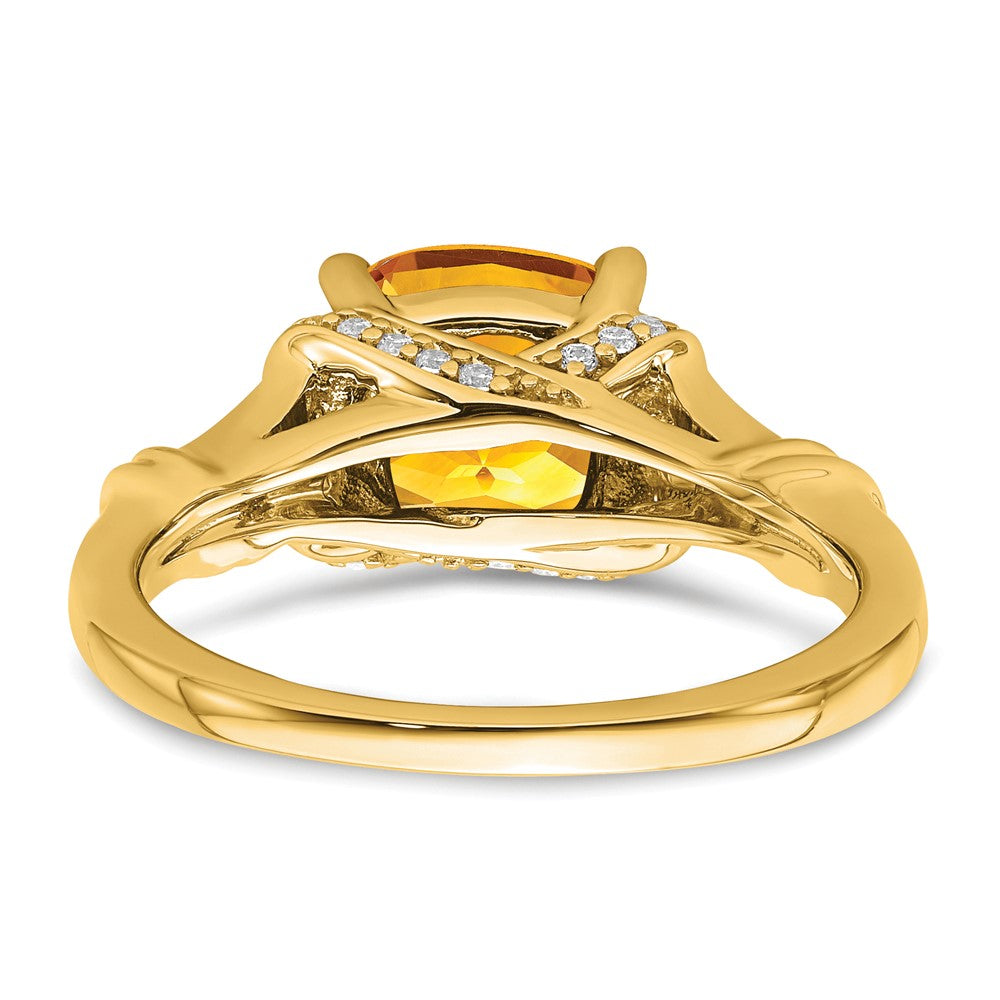 Solid 14k Yellow Gold Simulated Citrine and CZ Ring