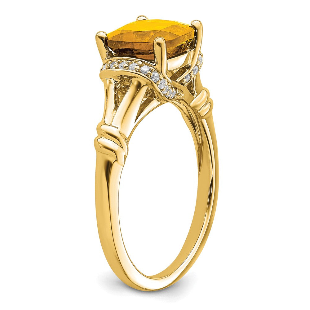 Solid 14k Yellow Gold Simulated Citrine and CZ Ring