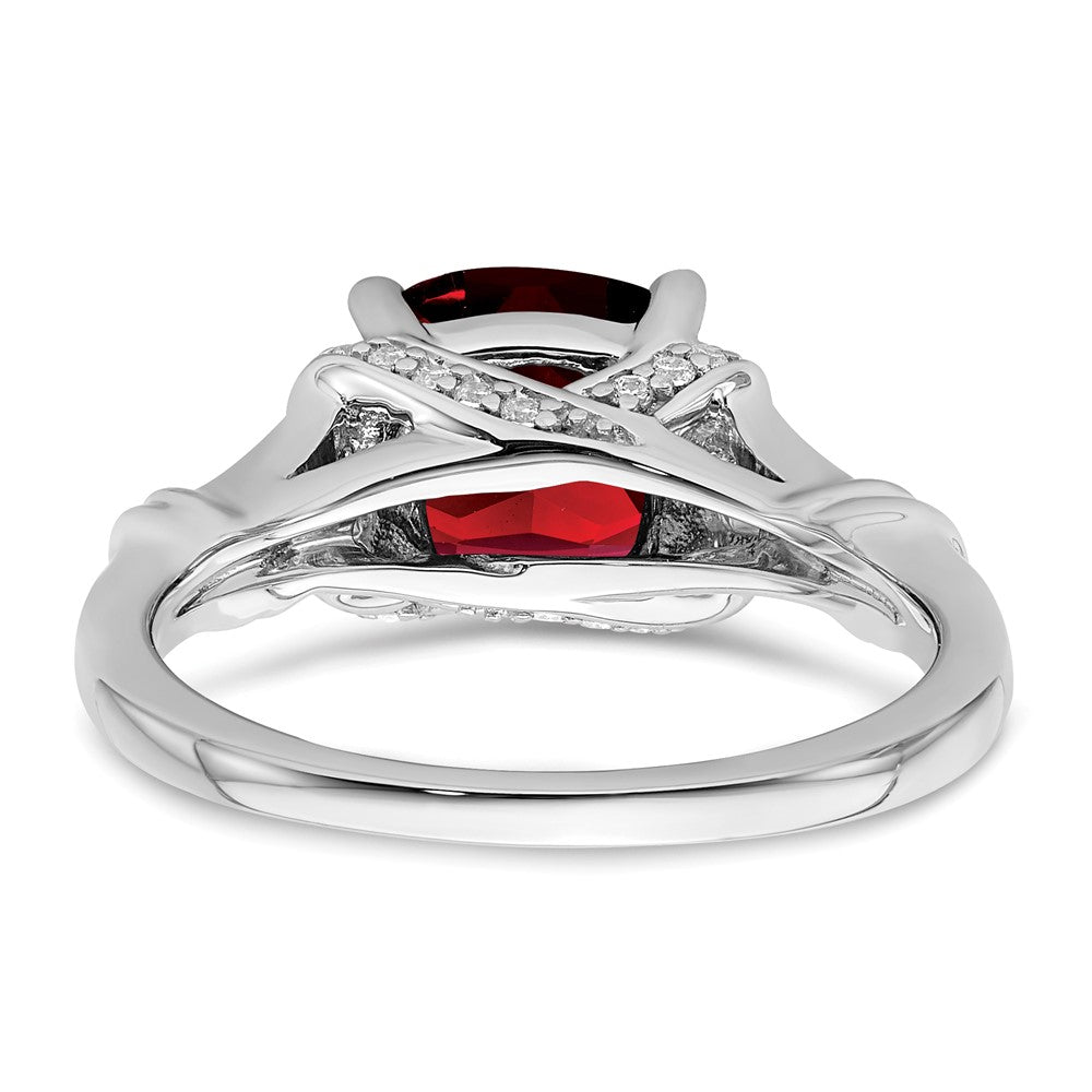 Solid 14k White Gold Simulated Garnet and CZ Ring