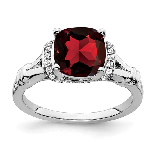 14k white gold garnet and real diamond ring rm7158 ga 013 wa