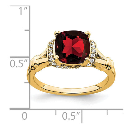 14k yellow gold garnet and real diamond ring rm7158 ga 013 ya