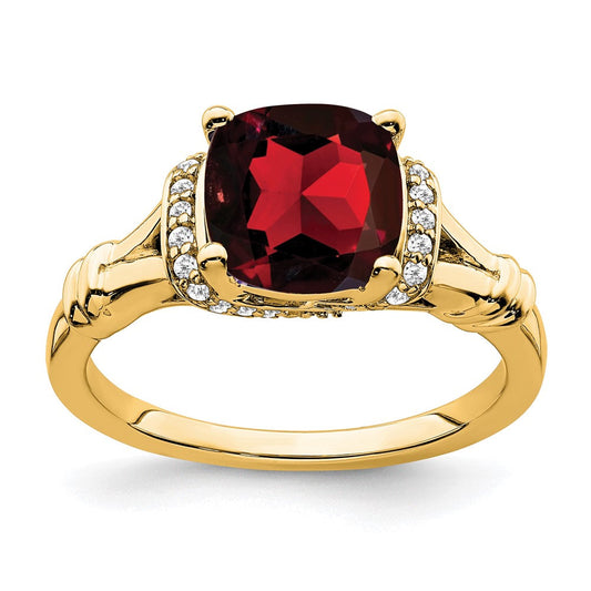 14k yellow gold garnet and real diamond ring rm7158 ga 013 ya