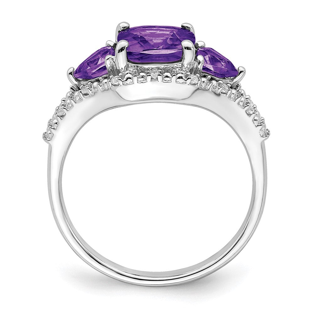 14k white gold amethyst and real diamond ring rm7159 am 007 wa
