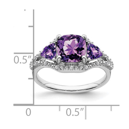 14k white gold amethyst and real diamond ring rm7159 am 007 wa