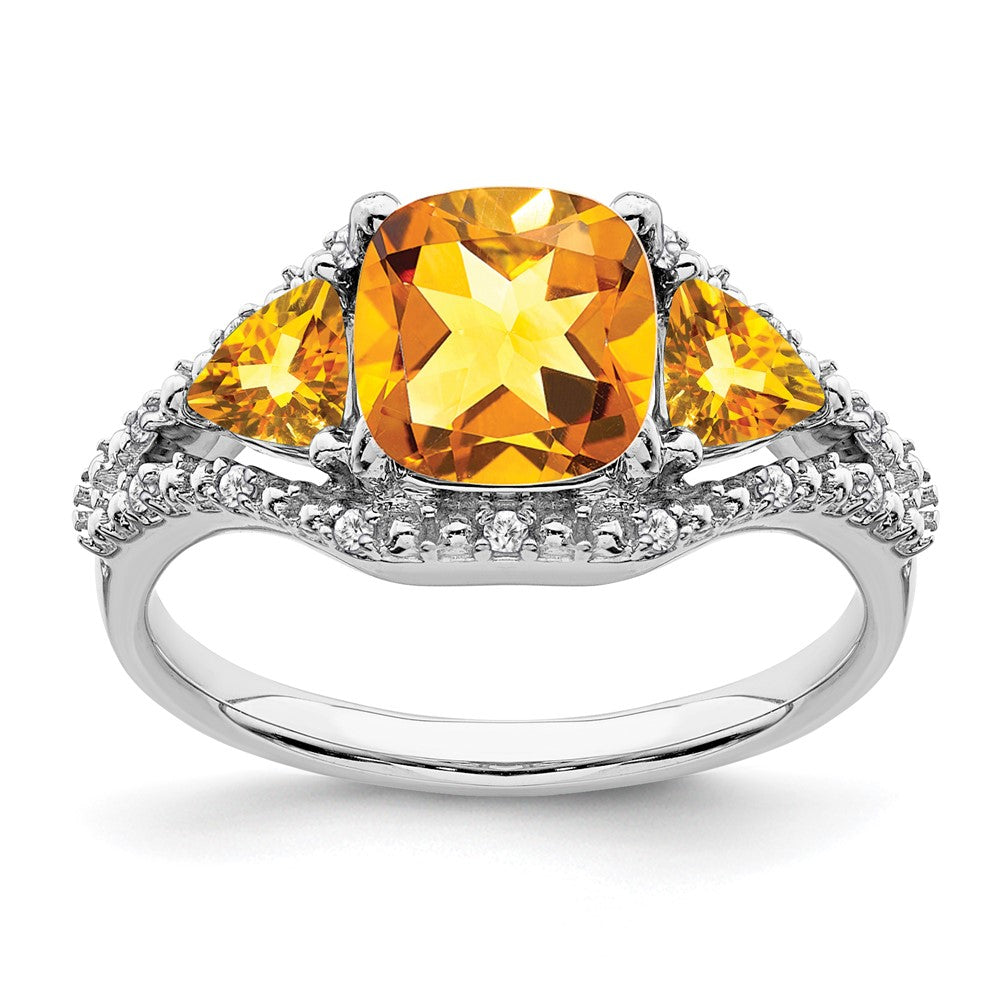 14k white gold citrine and real diamond ring rm7159 ci 007 wa