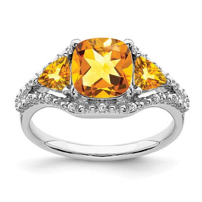 14k white gold citrine and real diamond ring rm7159 ci 007 wa