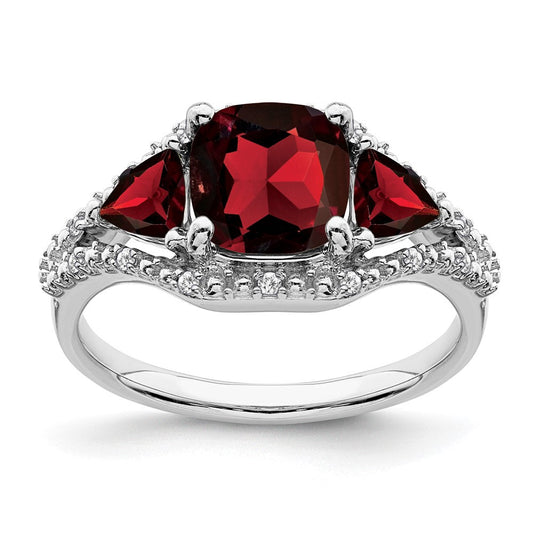 14k white gold garnet and real diamond ring rm7159 ga 007 wa