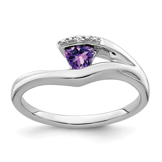 14k white gold trillion amethyst and real diamond ring rm7160 am 001 wa