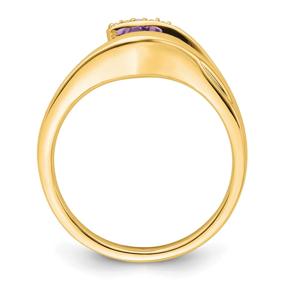 14k yellow gold trillion amethyst and real diamond ring rm7160 am 001 ya