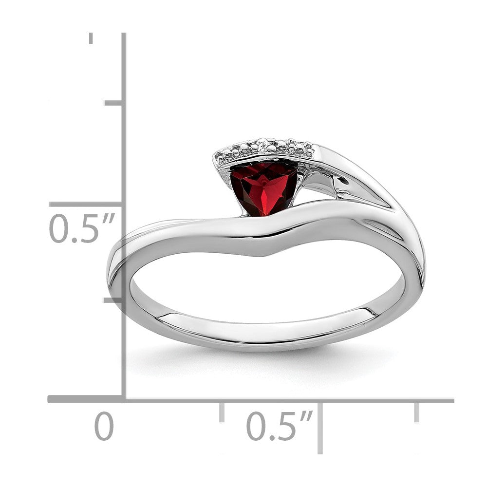 14k white gold trillion garnet and real diamond ring rm7160 ga 001 wa
