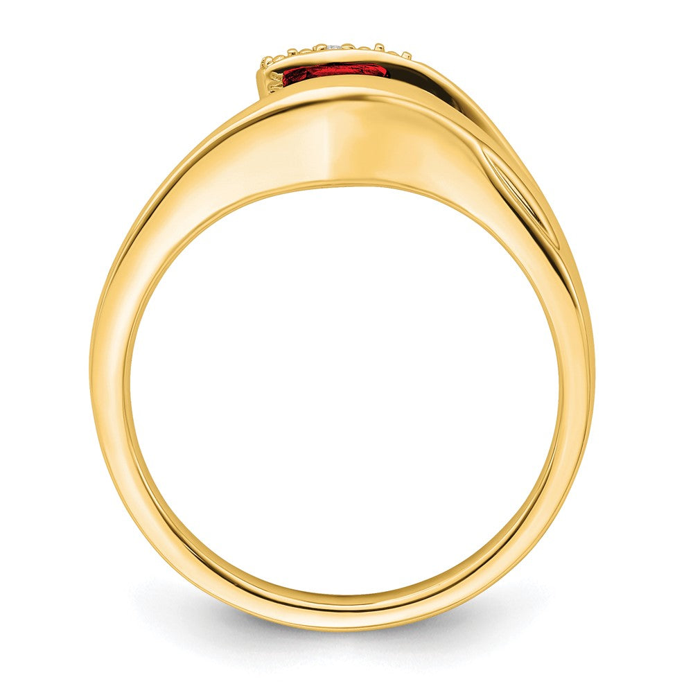 14k yellow gold trillion garnet and real diamond ring rm7160 ga 001 ya