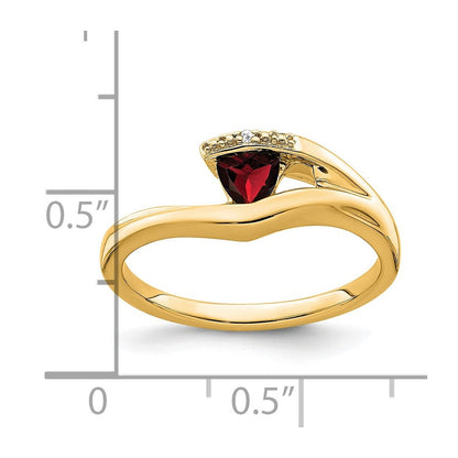 14k yellow gold trillion garnet and real diamond ring rm7160 ga 001 ya
