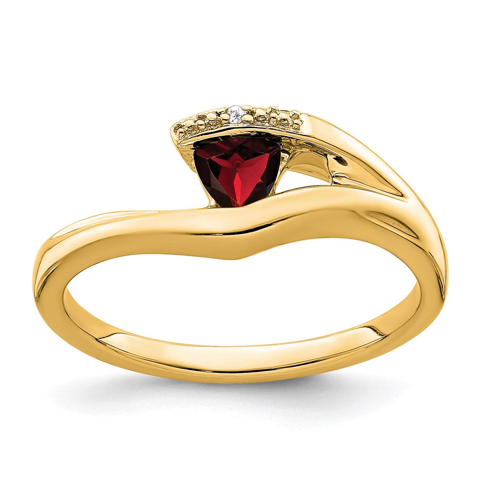 14k yellow gold trillion garnet and real diamond ring rm7160 ga 001 ya