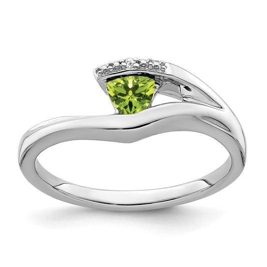 14k white gold trillion peridot and real diamond ring rm7160 pe 001 wa