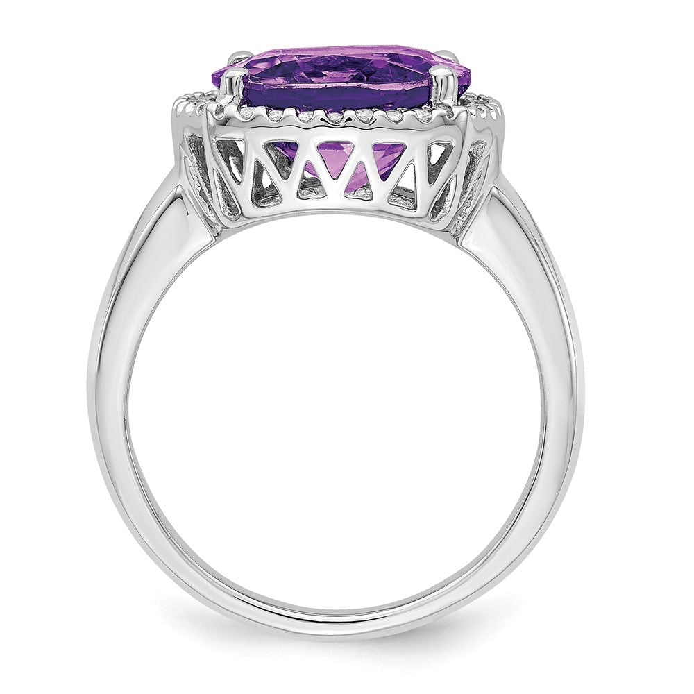 14k white gold amethyst and real diamond ring rm7161 am 014 wa