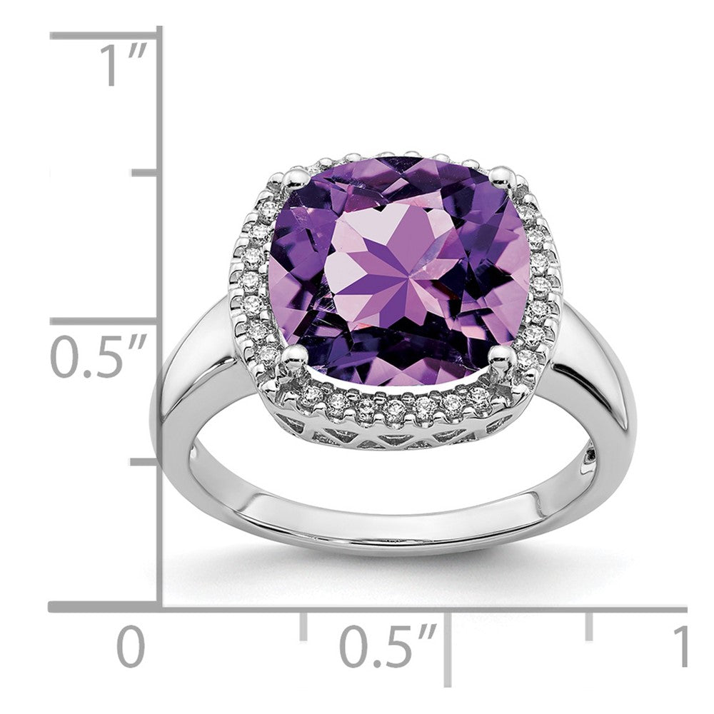 14k white gold amethyst and real diamond ring rm7161 am 014 wa