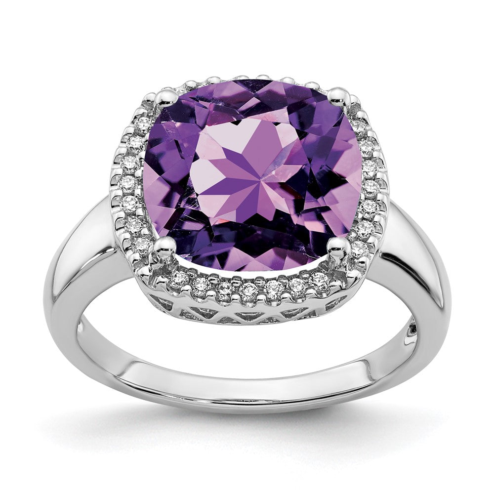 14k white gold amethyst and real diamond ring rm7161 am 014 wa