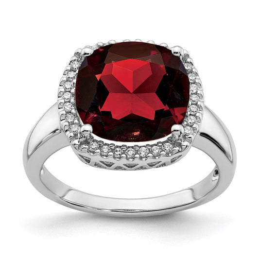 14k white gold garnet and real diamond ring rm7161 ga 014 wa