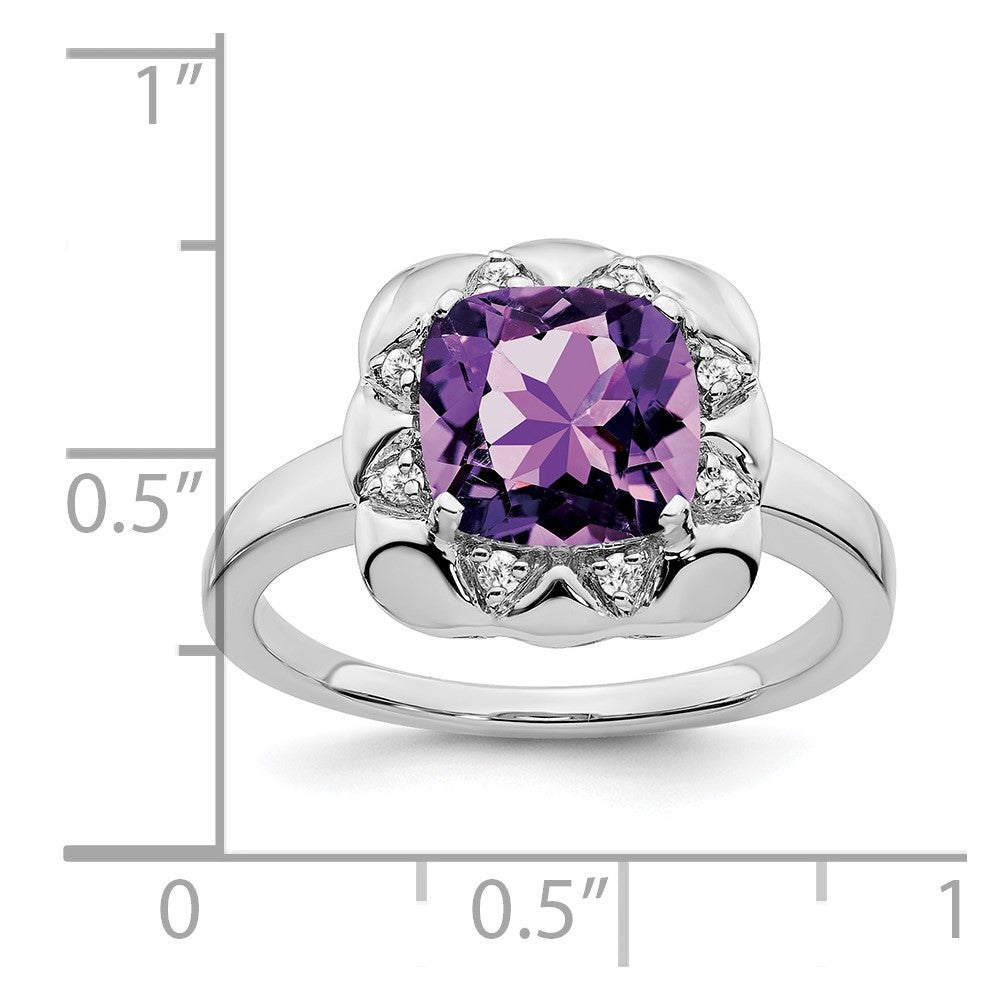 14k white gold amethyst and real diamond ring rm7162 am 008 wa