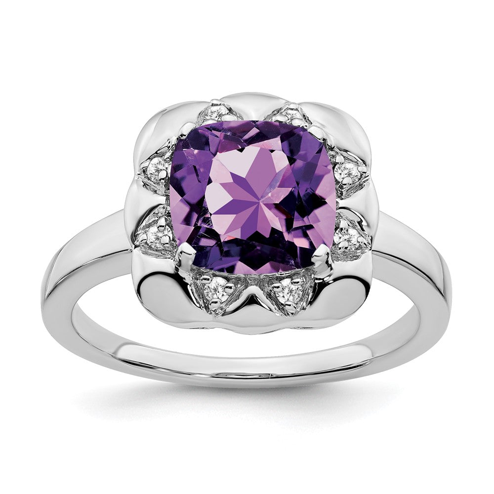 14k white gold amethyst and real diamond ring rm7162 am 008 wa