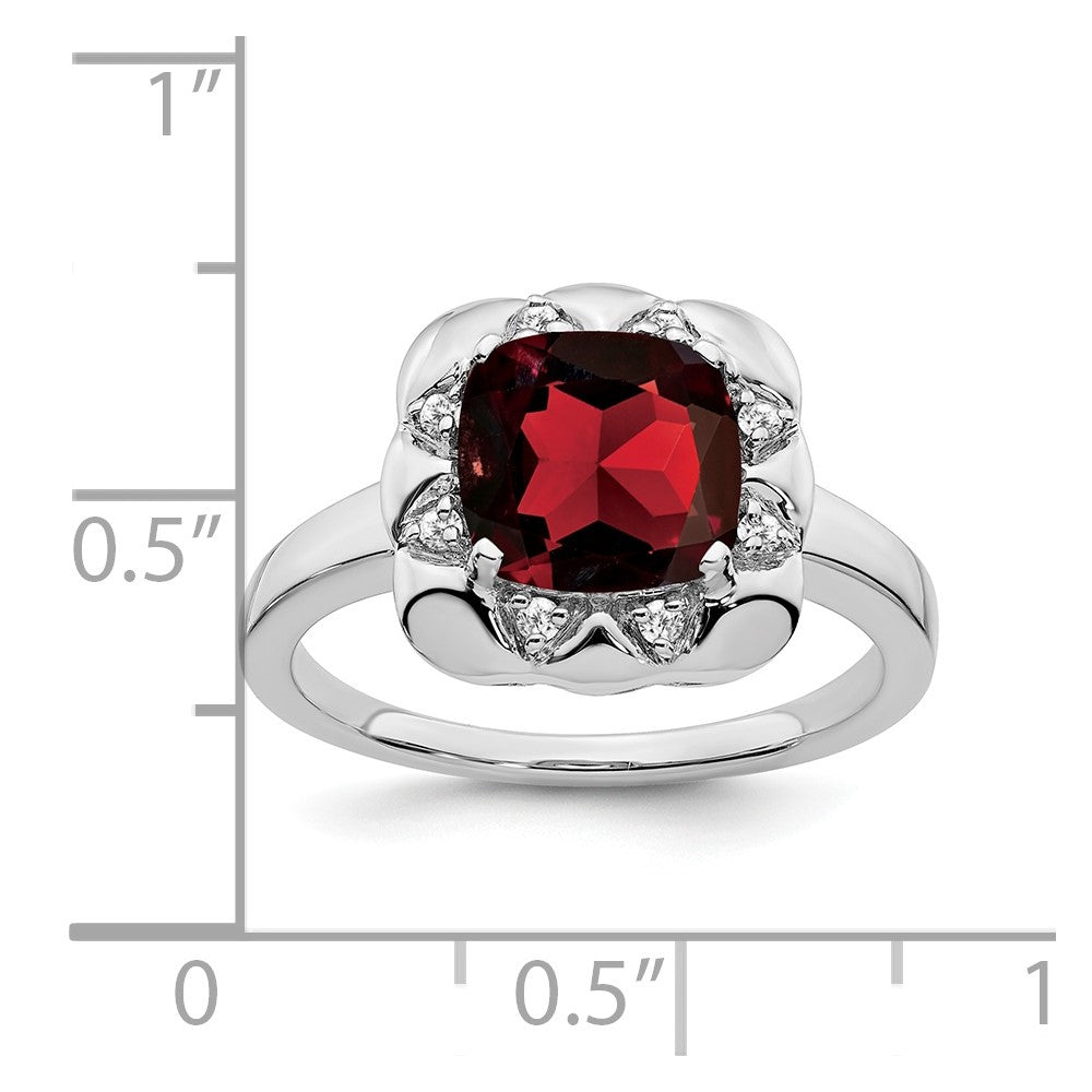 14k white gold garnet and real diamond ring rm7162 ga 008 wa