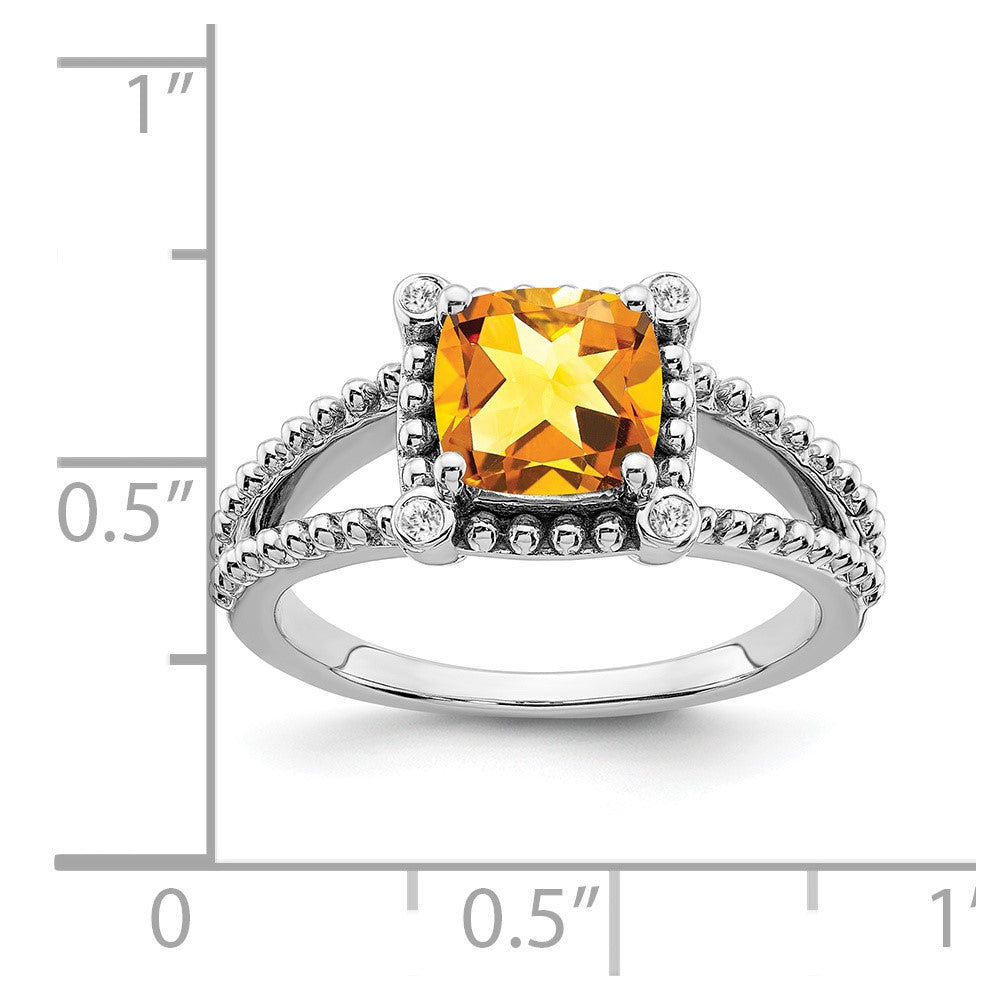 14k white gold cushion citrine and real diamond ring rm7163 ci 004 wa