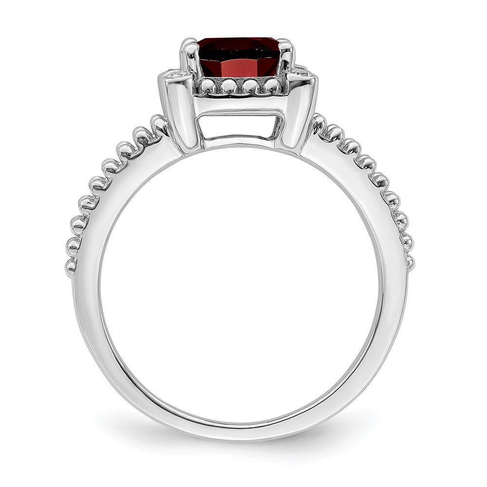 14k white gold cushion garnet and real diamond ring rm7163 ga 004 wa