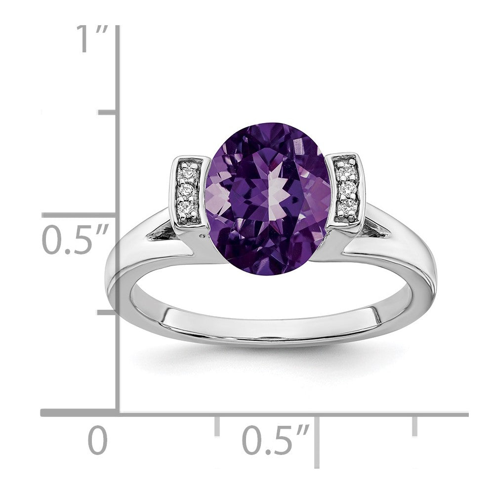14k white gold oval amethyst and real diamond ring rm7165 am 003 wa