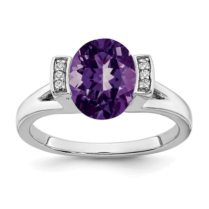 14k white gold oval amethyst and real diamond ring rm7165 am 003 wa
