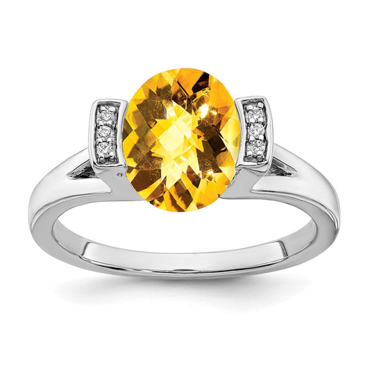 14k white gold oval citrine and real diamond ring rm7165 ci 003 wa