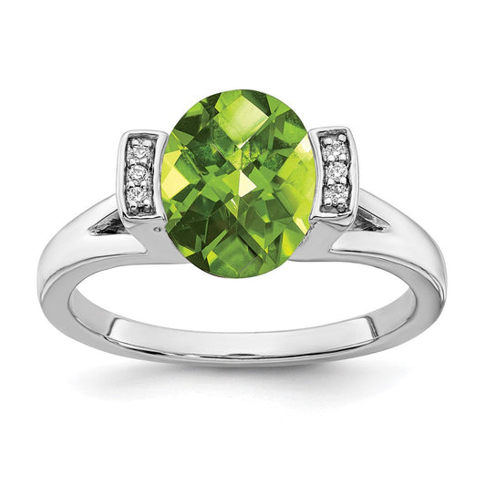 14k white gold oval peridot and real diamond ring rm7165 pe 003 wa