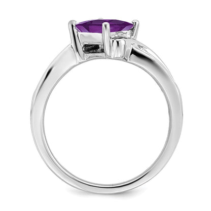 14k white gold square amethyst and real diamond ring rm7166 am 012 wa