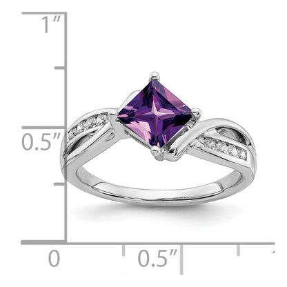 14k white gold square amethyst and real diamond ring rm7166 am 012 wa