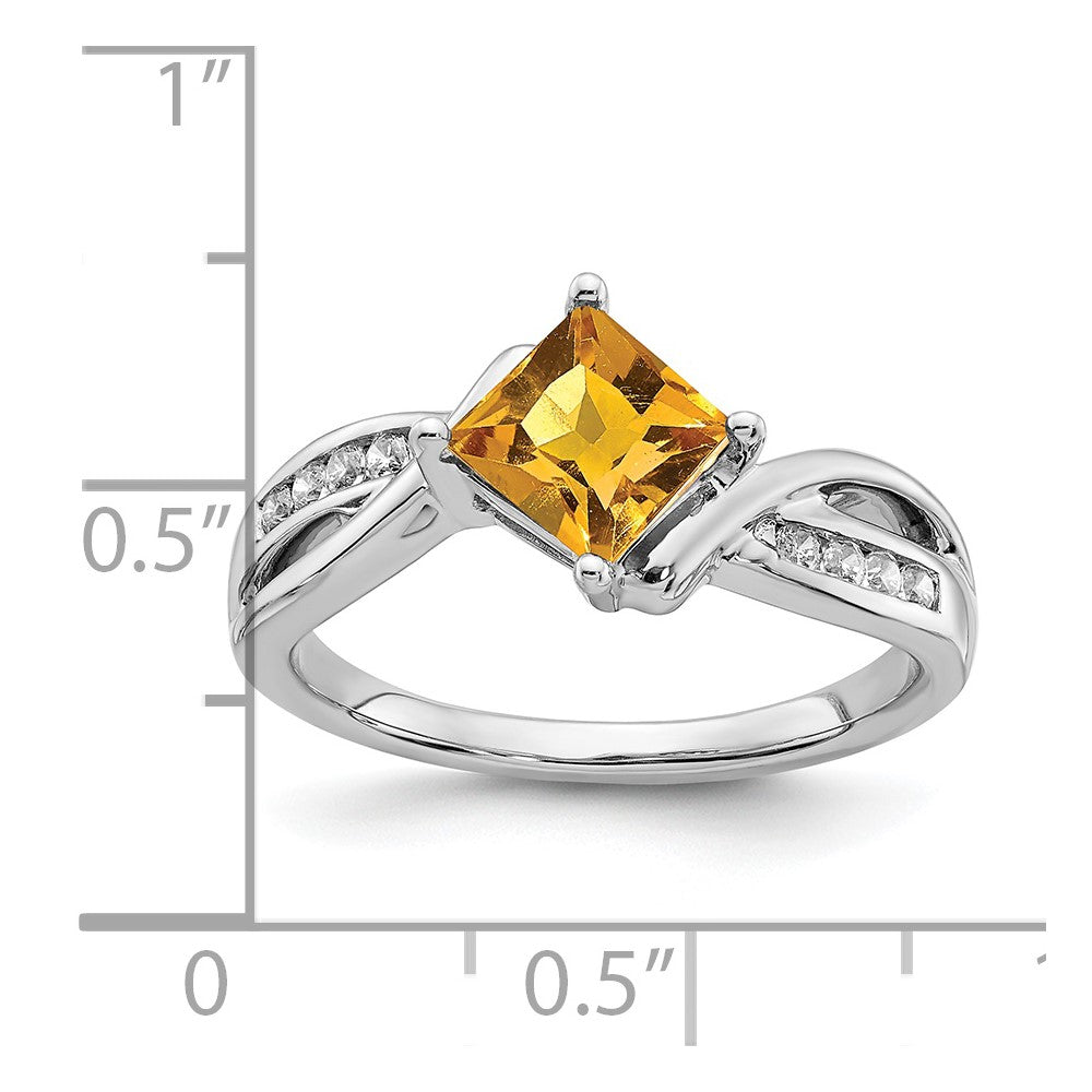 14k white gold square citrine and real diamond ring rm7166 ci 012 wa