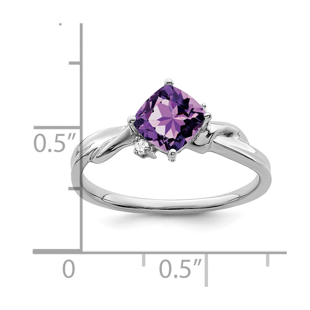 14k white gold cushion amethyst and real diamond ring rm7167 am 003 wa