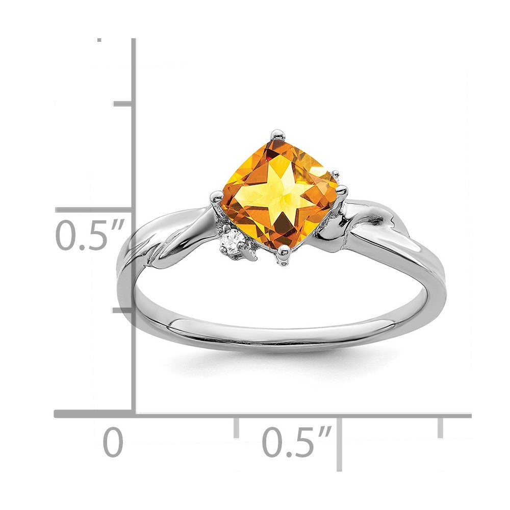 14k white gold cushion citrine and real diamond ring rm7167 ci 003 wa